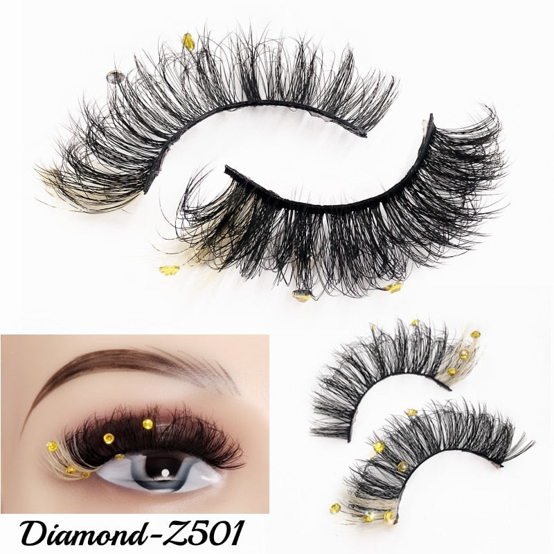 20MM Faux Mink Color Diamond Butterfly Flower Eyelashes Fluffy Wispy Thick Blue Pink Red Bulk False Lashes