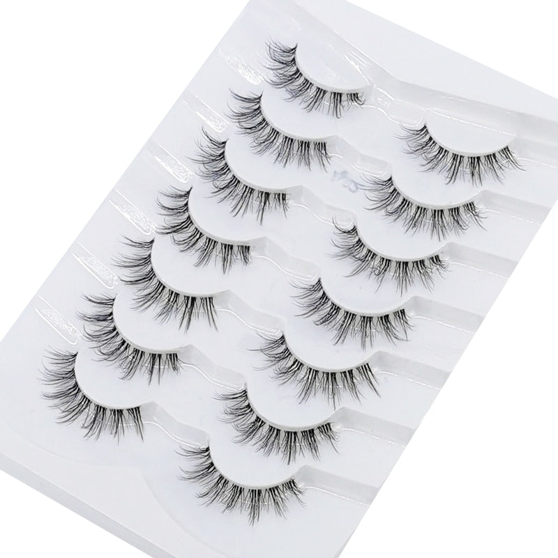4/7 Pairs 3D Mink Lashes Natural Long Full Strip Lashes Transparent Short Mink EyeLashes Style False Eyelashes