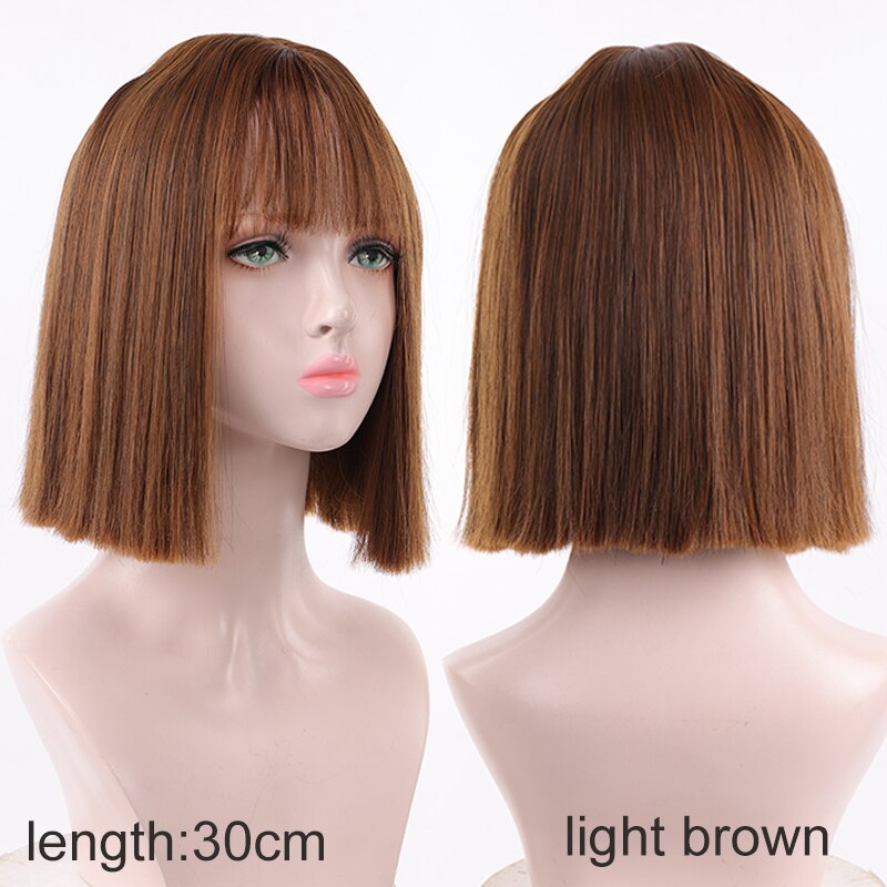 Synthetic Short Water Wave Cosplay Bob Wig with Bangs Heat-resistant Fiber Lolita Wigs For Women Daily Wear