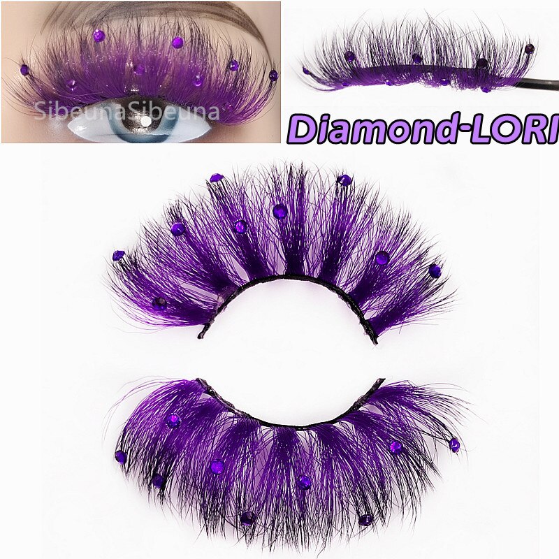 Colored Diamond Glitter 8D False Eyelashes Color Sequin Fuax Mink Lashes Natural Long Stage Colorful Rainbow eyelashes