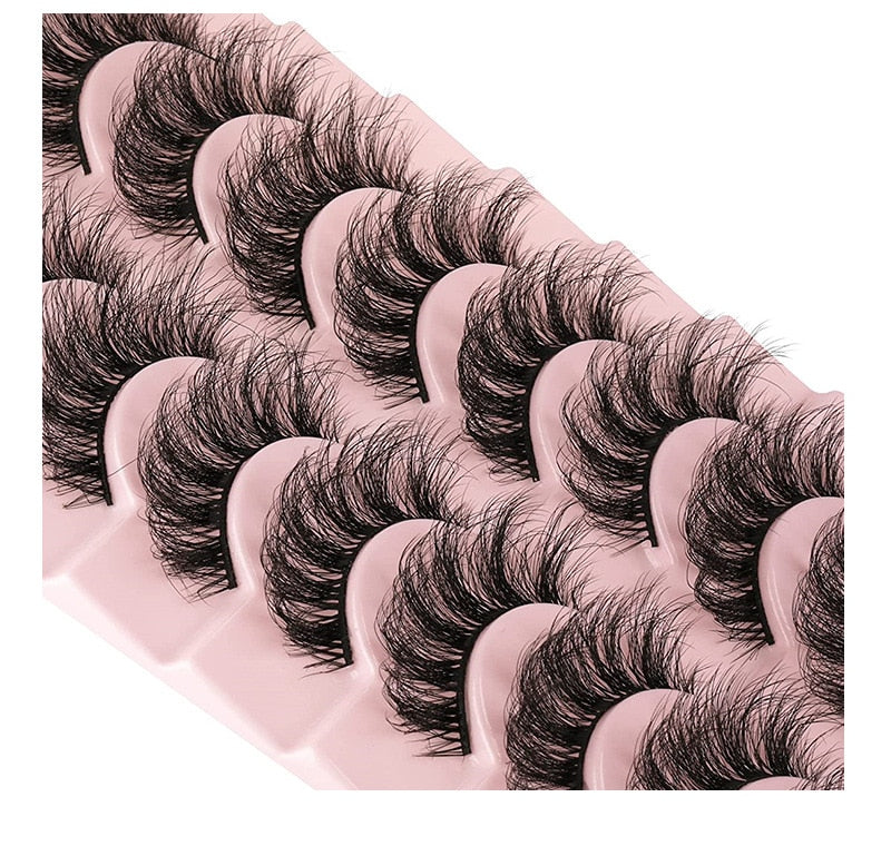 10 pairs Eyelashes 3D Natural False Lashes Fluffy Soft Cross Dramatic Lashes Wispy Natural Eyelashes Extension
