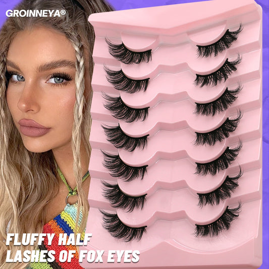 Half Eye Lashes 5/7 Pairs Faux Mink Lashes Cat Eye Crisscross Natural False Eyelashes Wispy Fluffy Eyelash Extension