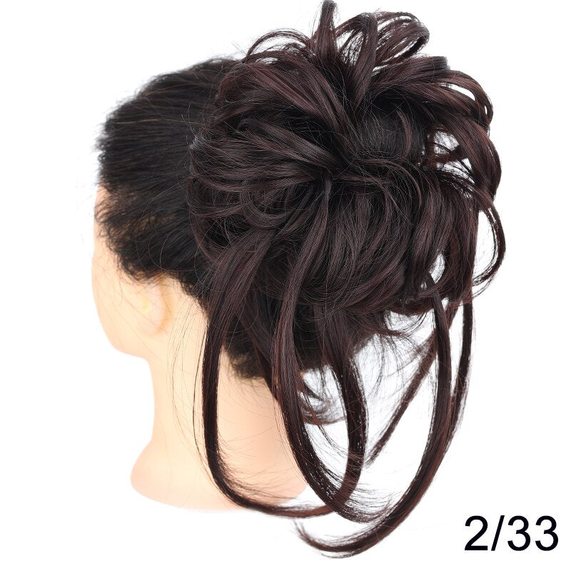Synthetic Messy Chignon Scrunchies Natural Curly Hair Bun Pieces Fake False Hairpieces For Women Ponytail Extensions