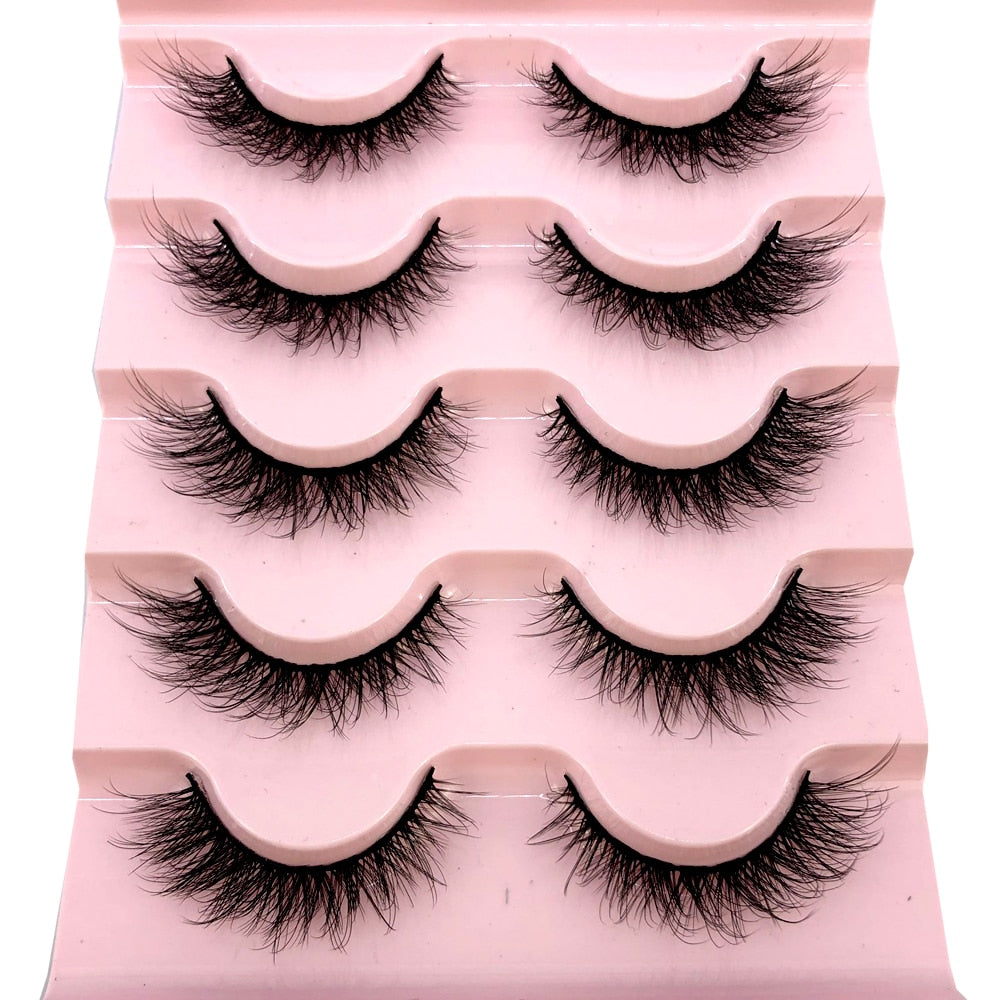 5 pairs natural fluffy 3D mink false eyelashes fake lashes Mink Lashes extension eye lashes short eyelashes