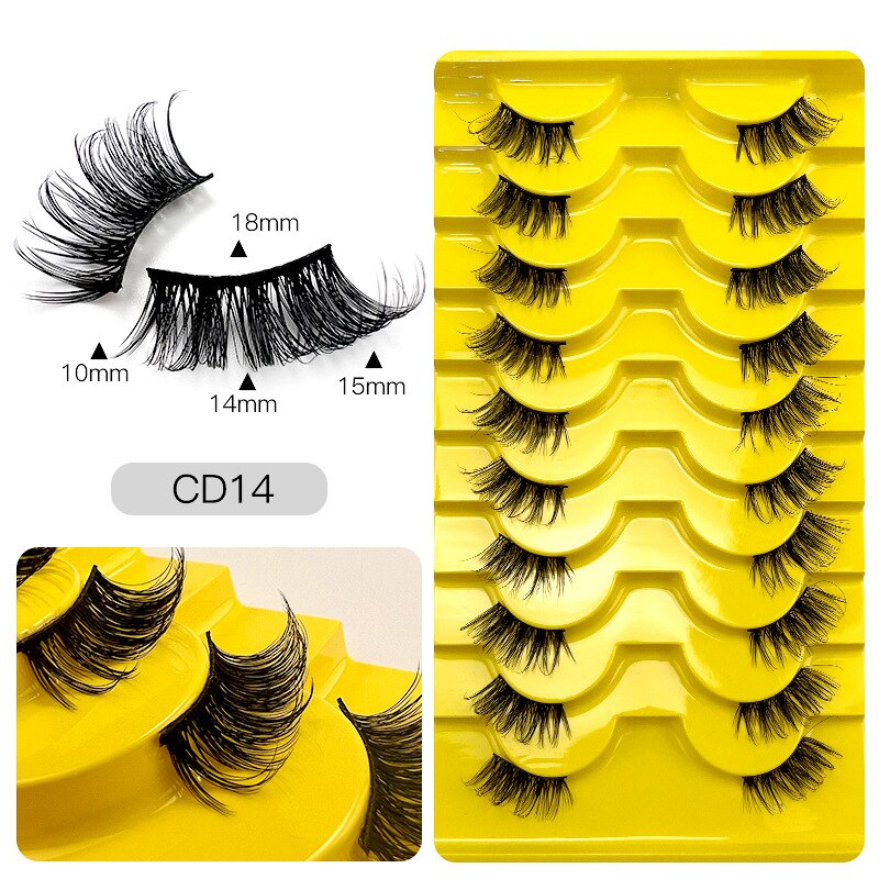 10pairs Half/full eye Mink Eyelashes Clear Band Eyelashes Crisscross Transparent Band False Eyelashes Dramatic Lashes Upper Lash