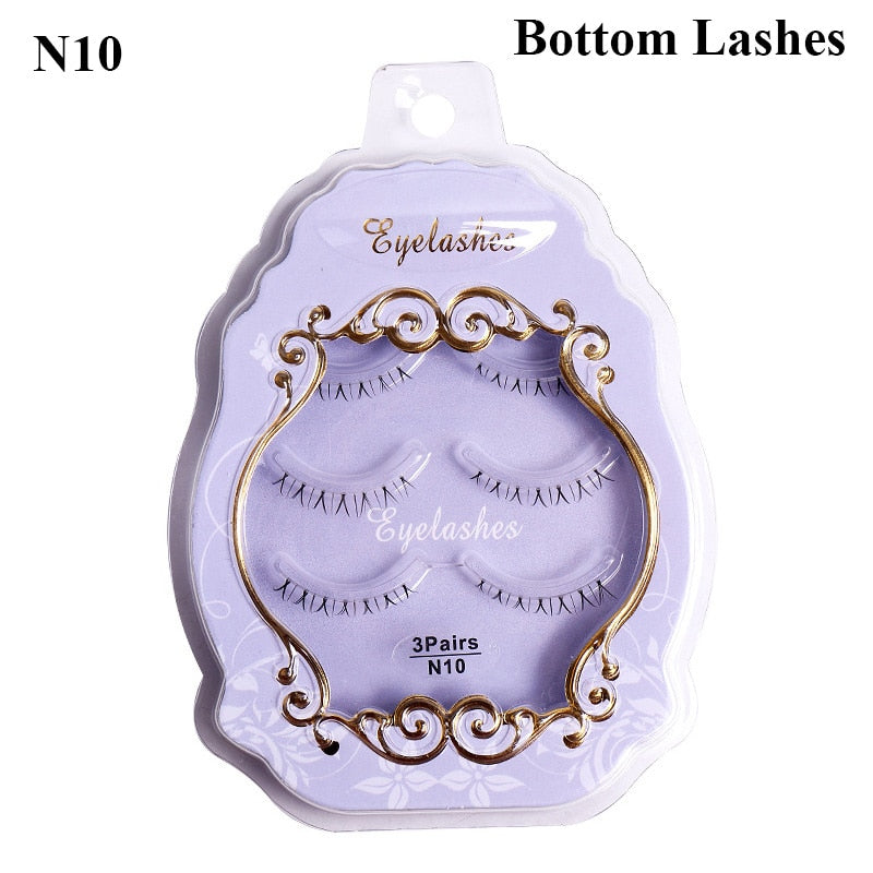 3 Pairs Mink Eyelashes Little Devil False Lash Extension Natural Fairy Wispy Lash Cross Curling Fairy False Eyelashes