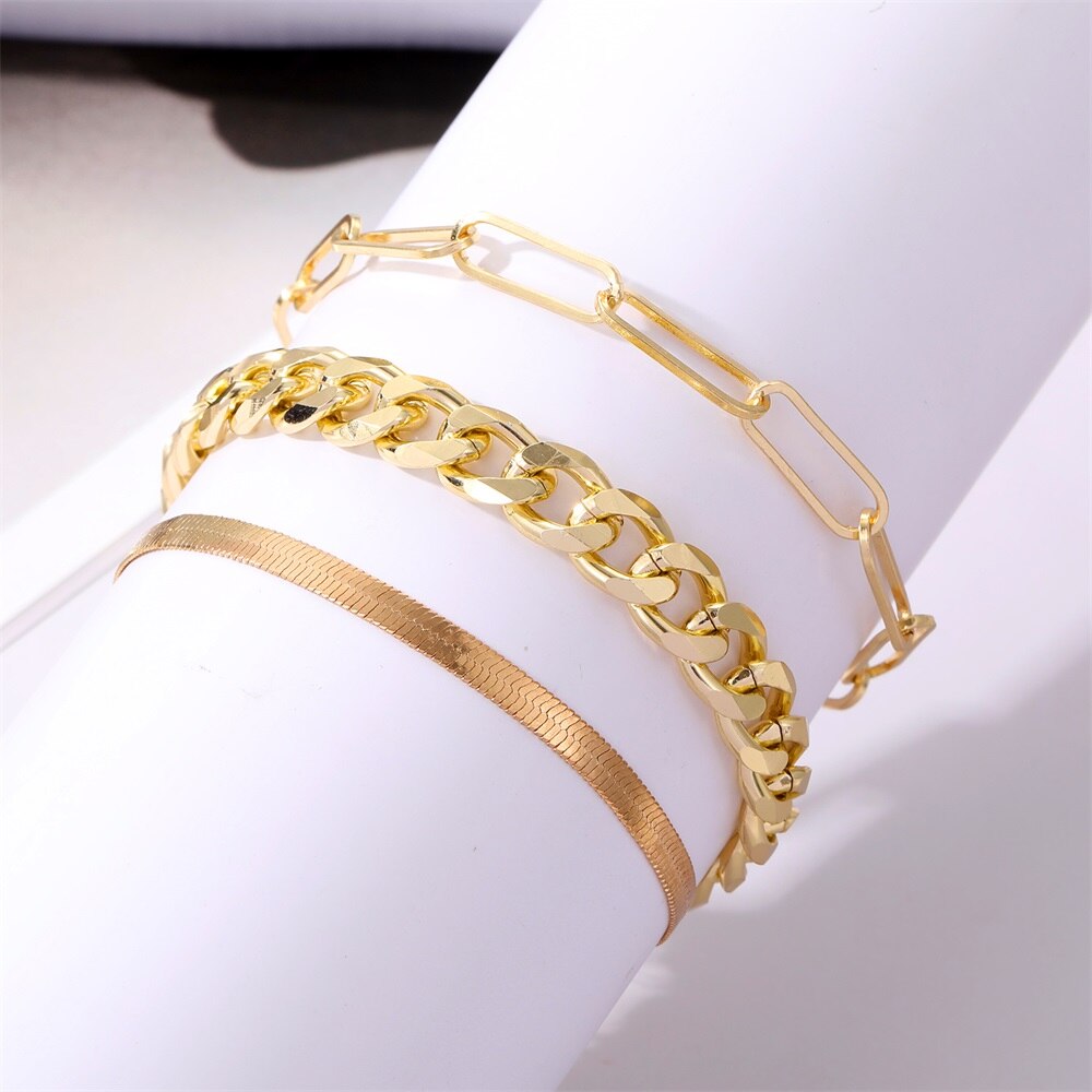 Bohemian Gold Color Angel Bracelets for Women Boho Jewelry Geometric Layered Pearl Hand Chain Charm Bracelet Set