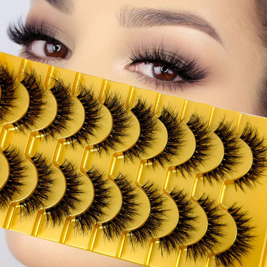 Manga Lashes 10 Pairs cosplay 3D Faux Mink Lashes Natural short Full Strip Lashes Clear Band Natural Eyelashes Extension