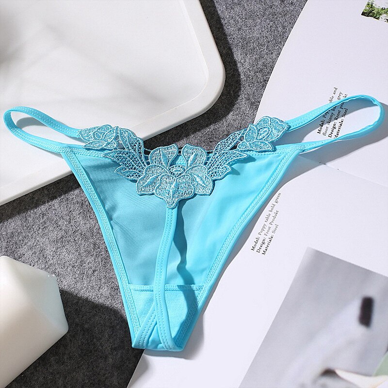 Ladies Floral Embroidered Hollow Thong Low Waist Thin Seamless Panties Sexy Ultra-light and comfortable underwear Briefs