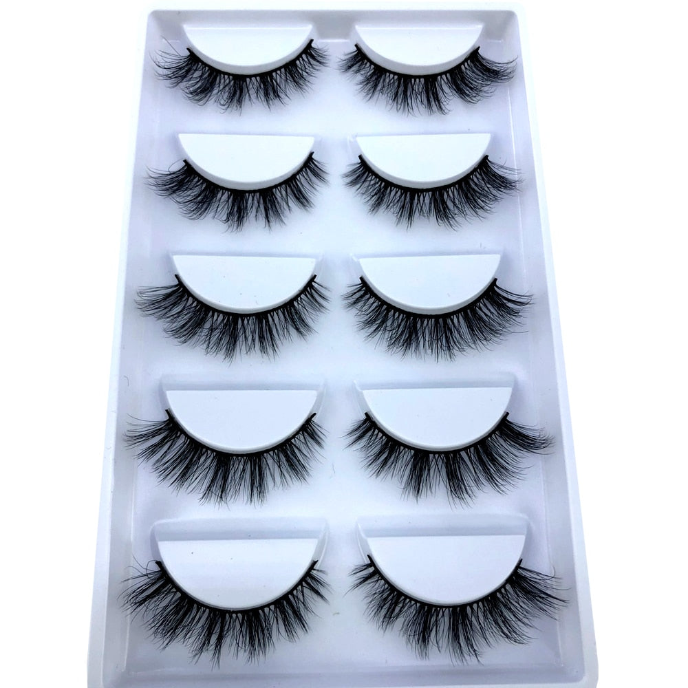 5 pairs natural fluffy 3D mink false eyelashes fake lashes Mink Lashes extension eye lashes short eyelashes