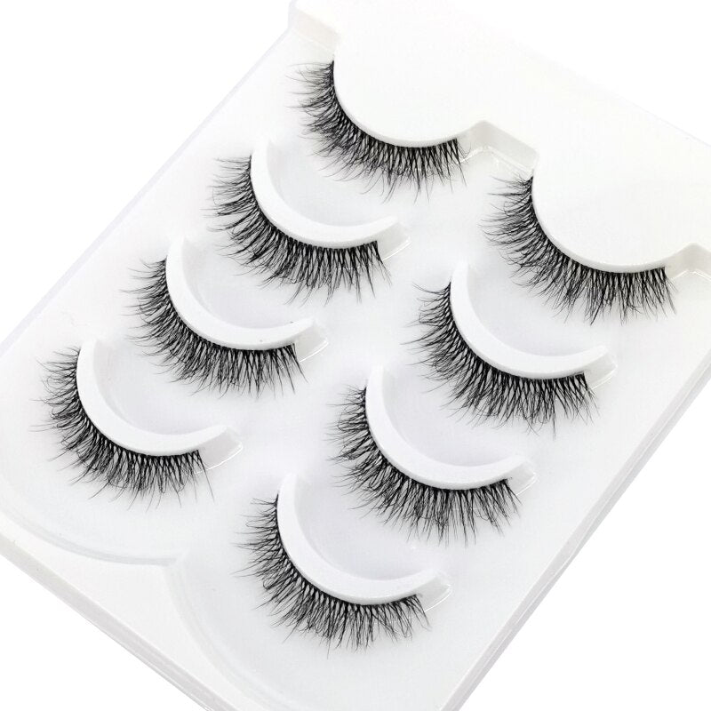 4/7 Pairs 3D Mink Lashes Natural Long Full Strip Lashes Transparent Short Mink EyeLashes Style False Eyelashes