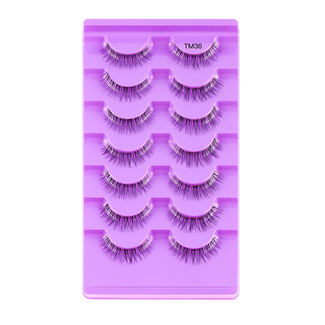 Cat Eye Lashes 7 Pairs Natural Fluffy Messy False Eyelashes Dramatic Invisible Band Foxy Faux Mink Lashes Faux Cils