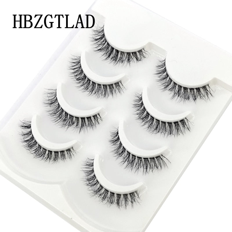 4 pairs 3D mink lashes natural long invisible thin band fake lashes curl transparent soft eyelashes