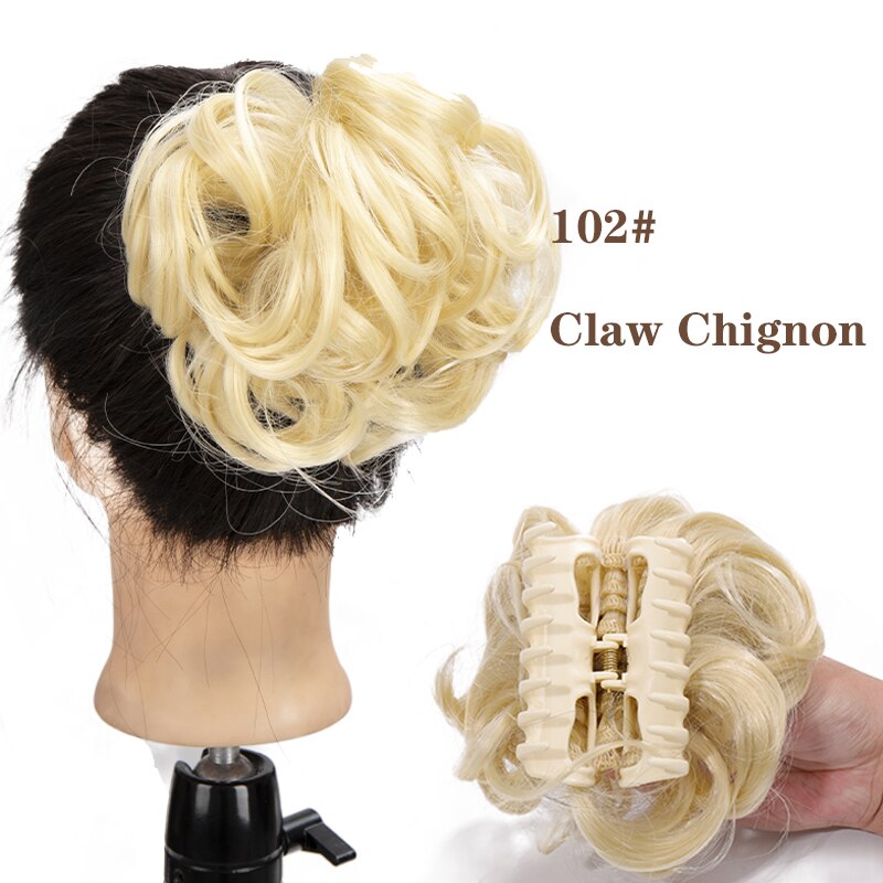 Synthetic Hair Bun Messy Scrunchies Hairpiece Accessories Claw Clip Chignon Curly Fake Hair Elastic Hair Band for Women