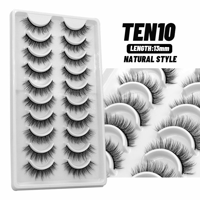 5/7/10 pairs False Eyelashes Mink Lashes Faux Fluffy Lash Soft Full Thick Wispy Eye Lashes