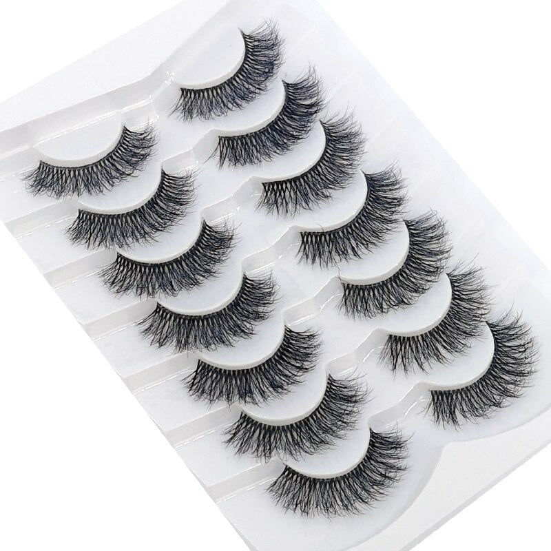 4/7 Pairs 3D Mink Lashes Natural Long Full Strip Lashes Transparent Short Mink EyeLashes Style False Eyelashes