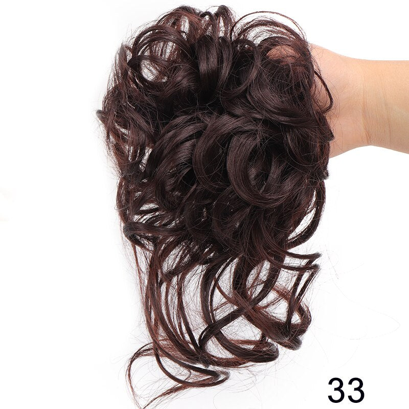 Synthetic Messy Chignon Scrunchies Natural Curly Hair Bun Pieces Fake False Hairpieces For Women Ponytail Extensions