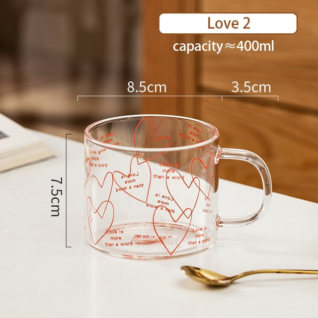 Cartoon Flower Coffee Mug Glass Water Cup Handgrip Milk Breakfast Drinkware Cup