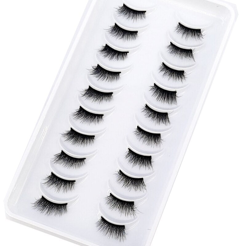 10 Pairs Crisscross Half Eye Lashes Natural False Eyelashes Handmade Faux 3D Mink Lashes Eyelash Extension
