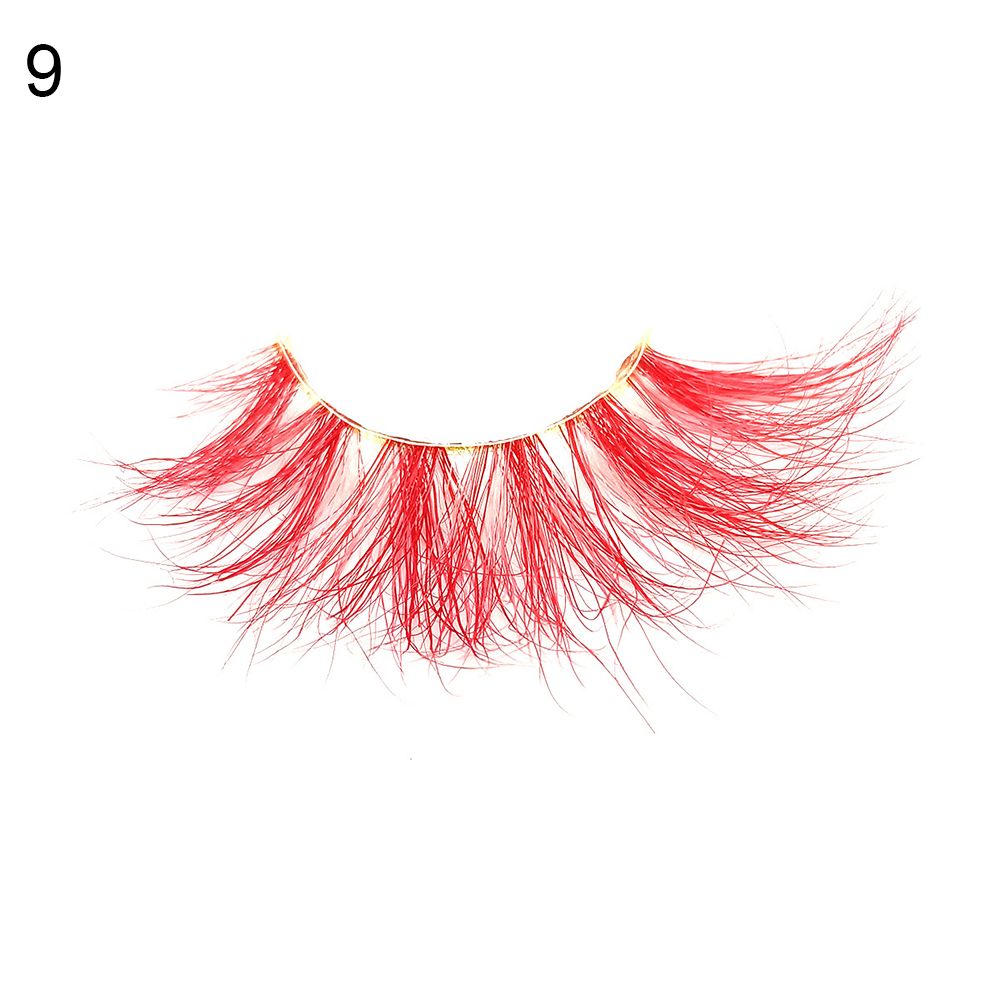 1 Pair Red Blue Purple Pink Mix 3D Mink Colored Eyelashes Ombre Vegan Strip Lashes Natural Dramatic Fluffy Colourful