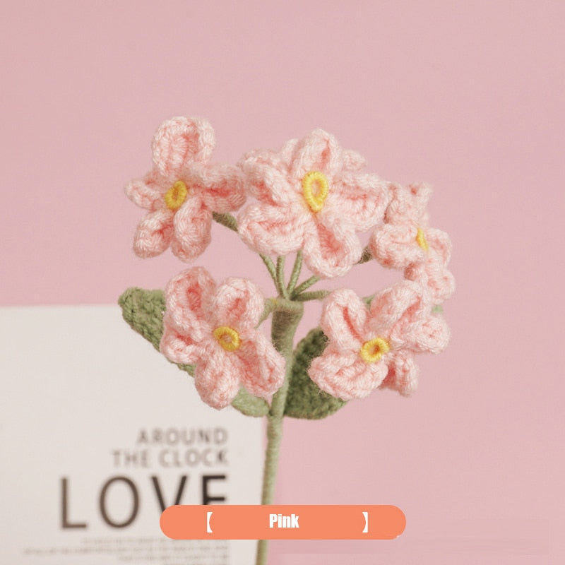 Artificial Crochet Flower Bouquets Forget Me Not Hand Knitted Flowers Finished Homemade Handicraft Gift Home Decorations