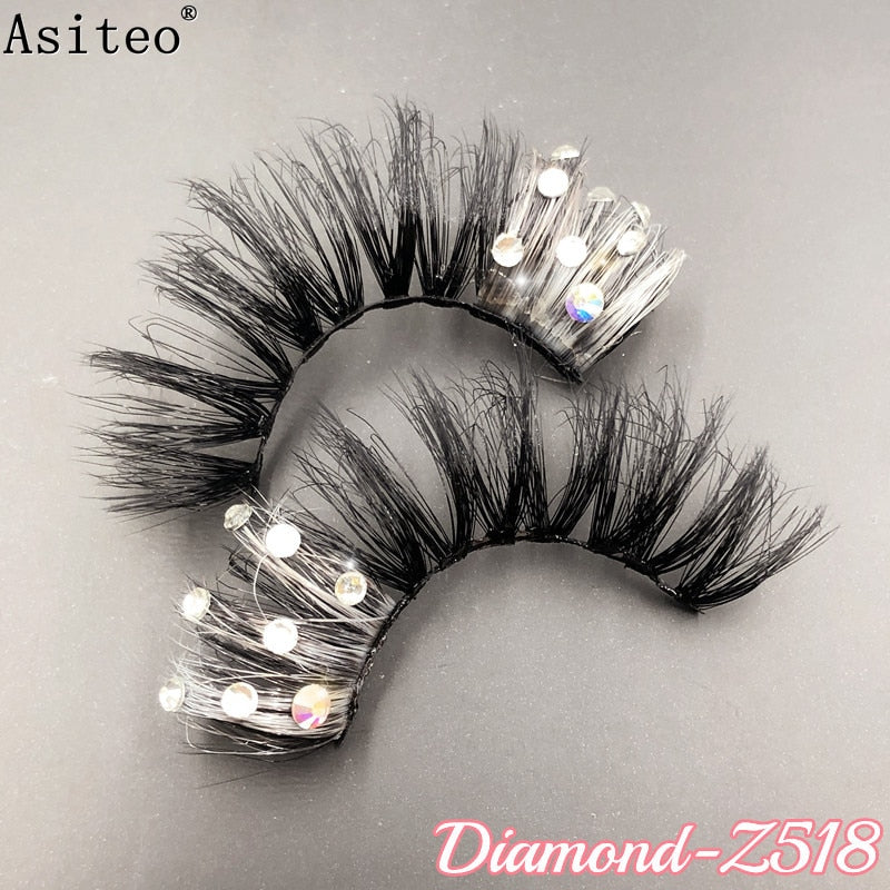 20MM Faux Mink Color Diamond Butterfly Flower Eyelashes Fluffy Wispy Thick Blue Pink Red Bulk False Lashes