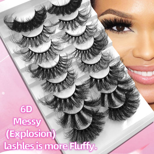 6D Mink Lashes 1/8 Pairs 25 MM Faux Mink Eyelashes Messy Series More Fluffy Dramatic Long False Eyelashes