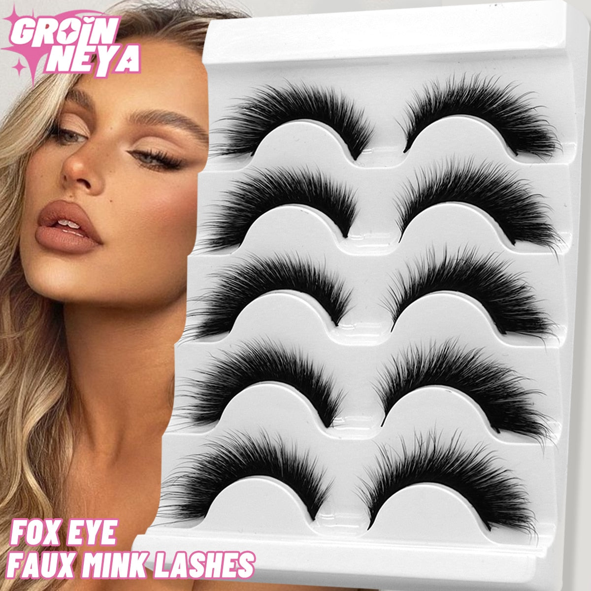 Cat Eye Lashes Faux Mink Eyelashes Natural long Full Strip Lashes Winged End Eye Elongated Fake Lashes Soft Eyelashes