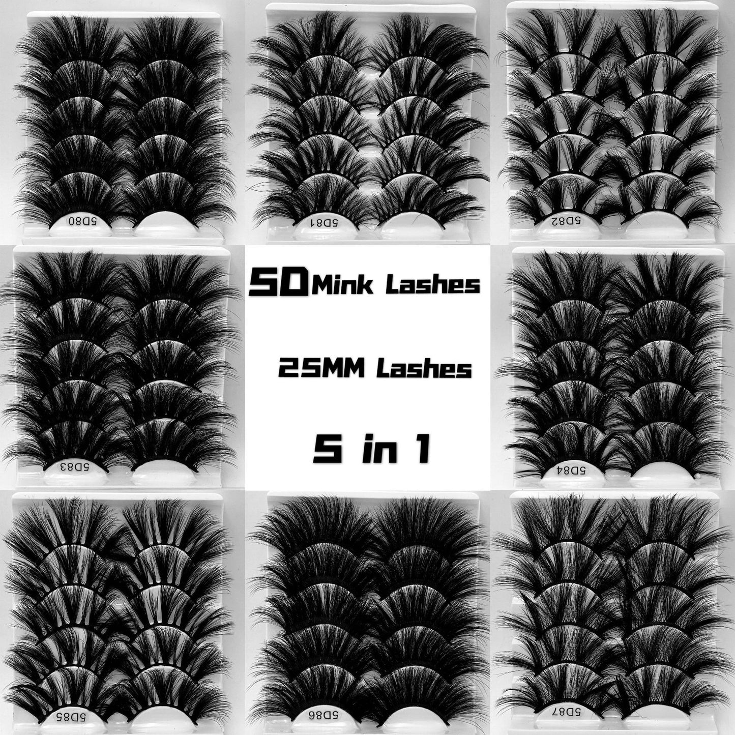 5 Pairs Mink Hair Lashes 25mm 5D Fluffy Soft Fals Eyelashes Natural Long Thick Eyelash extension Reusable Fake Lash