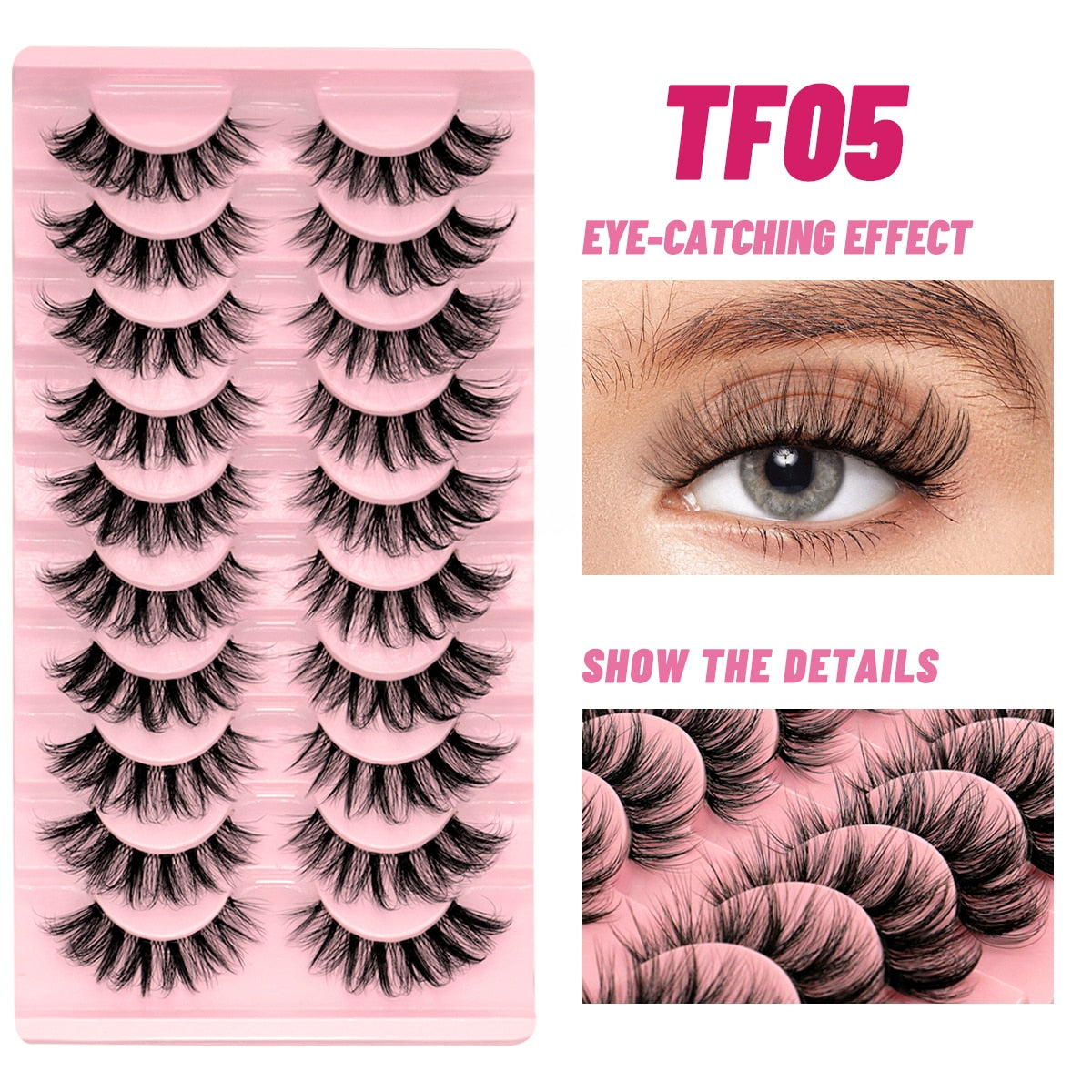 Clear Eyelash Manga  Lashes False 5/10 Pairs Eyelashes Cat-Eye Natural Fluffy 3D Faux Mink Lashes Wispy Lashes