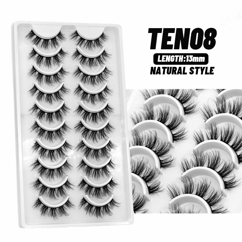 5/7/10 pairs False Eyelashes Mink Lashes Faux Fluffy Lash Soft Full Thick Wispy Eye Lashes