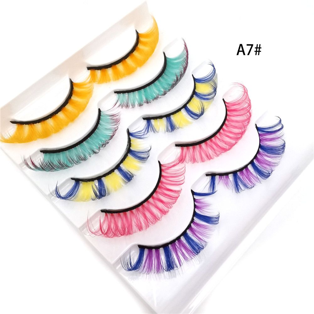 5Pairs Coulorful 3D Mink DD Curl Russian Colorful False Eyelashes Reusable Fluffy Natural Super Volume