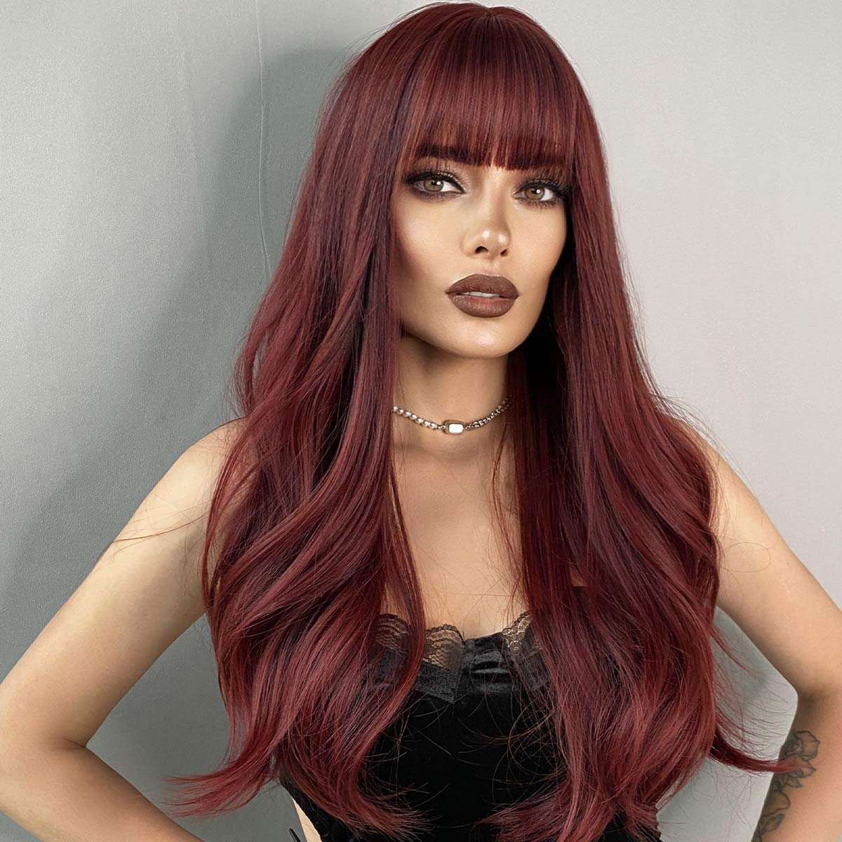 Synthetic Wigs for Women Long Wavy Ombre Red Wig Heat Resistant Natural Cosplay Party Wigs Cosplay Party Lolita Wigs