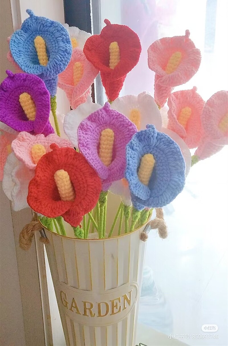 Finished 10pcs Hand-knitted Handmade Yarn Crochet Sunflower Bouquet Decorative Artificial Daisy Flowers Home Decoration