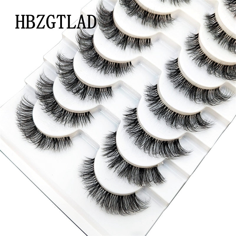 10 Pairs Mink Eyelashes Clear Band Eye Lashes Crisscross Transparent Band False Eyelashes Handmade Dramatic Lashes Upper Lashes