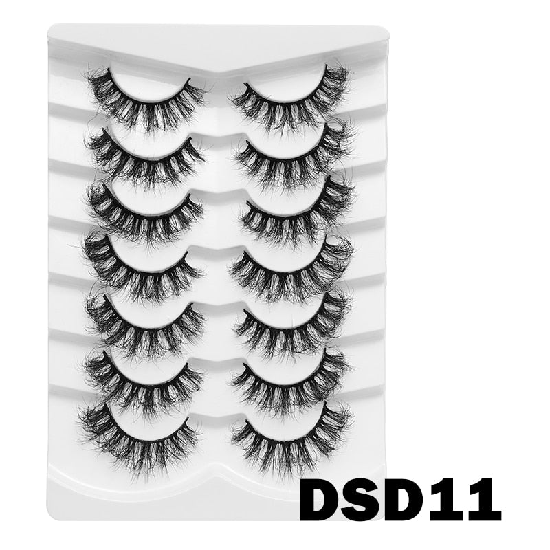 5/7/10Pairs Cat Eye Lash False Eyelashes Natural Faux Mink Eyelashes