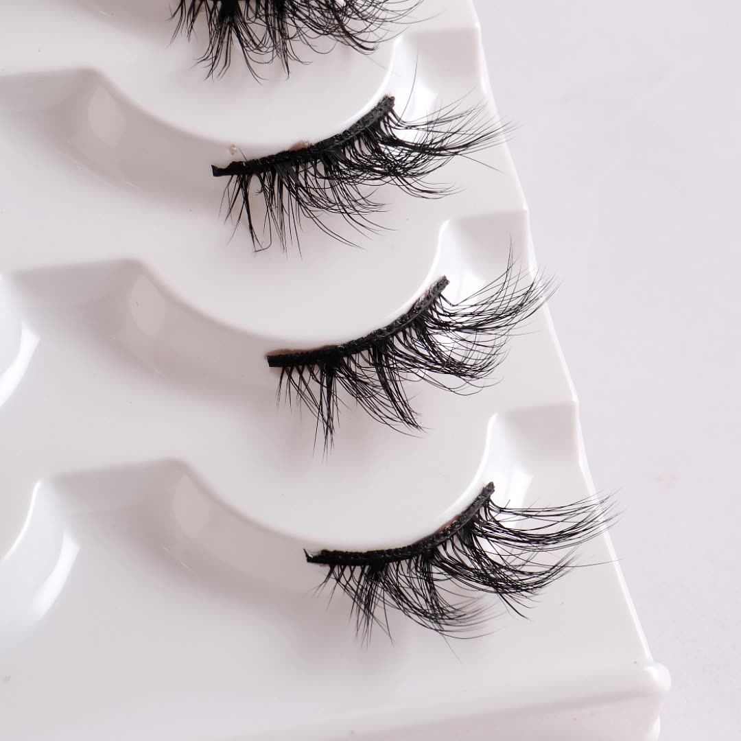 4Pairs Half Lashes 3D False Eyelash Half Mink Eyelash Messy Cross Short Natural Fake Eyelashes Winged Lashes