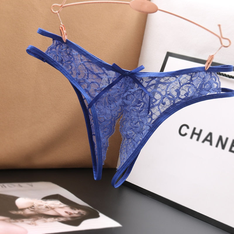 Transparent Women Panties Female Lace Underwear Open Crotch Thongs Sexy Lingerie Erotic Panty Hot G-String Cute Bow
