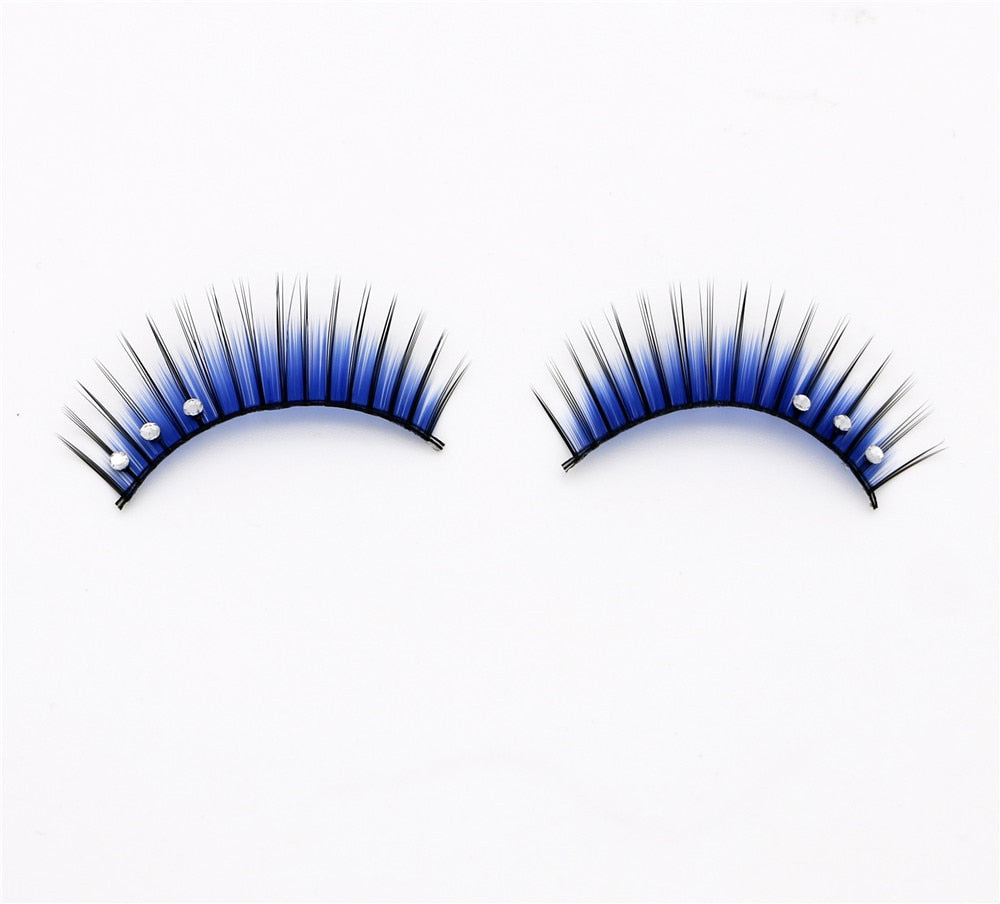 5 pairs eyelash color flash drill performance blue three drill of fake eyelashes false lashes eyelash