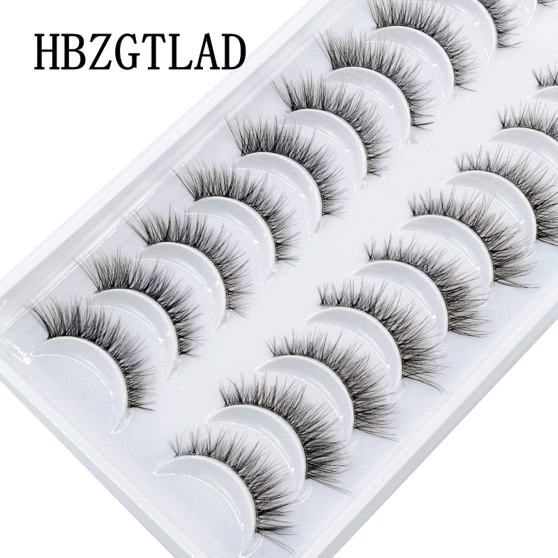 10 Pairs Mink Eyelashes Clear Band Eye Lashes Crisscross Transparent Band False Eyelashes Handmade Dramatic Lashes Upper Lashes