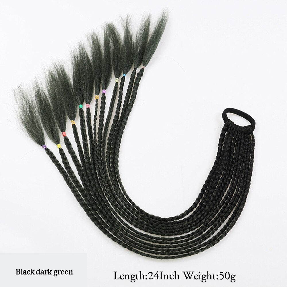 Synthetic Heat Resistant Braided Fishtail Fishbone Drawstring Ponytail Hairpiece Blonde Hair Extensions For Woman
