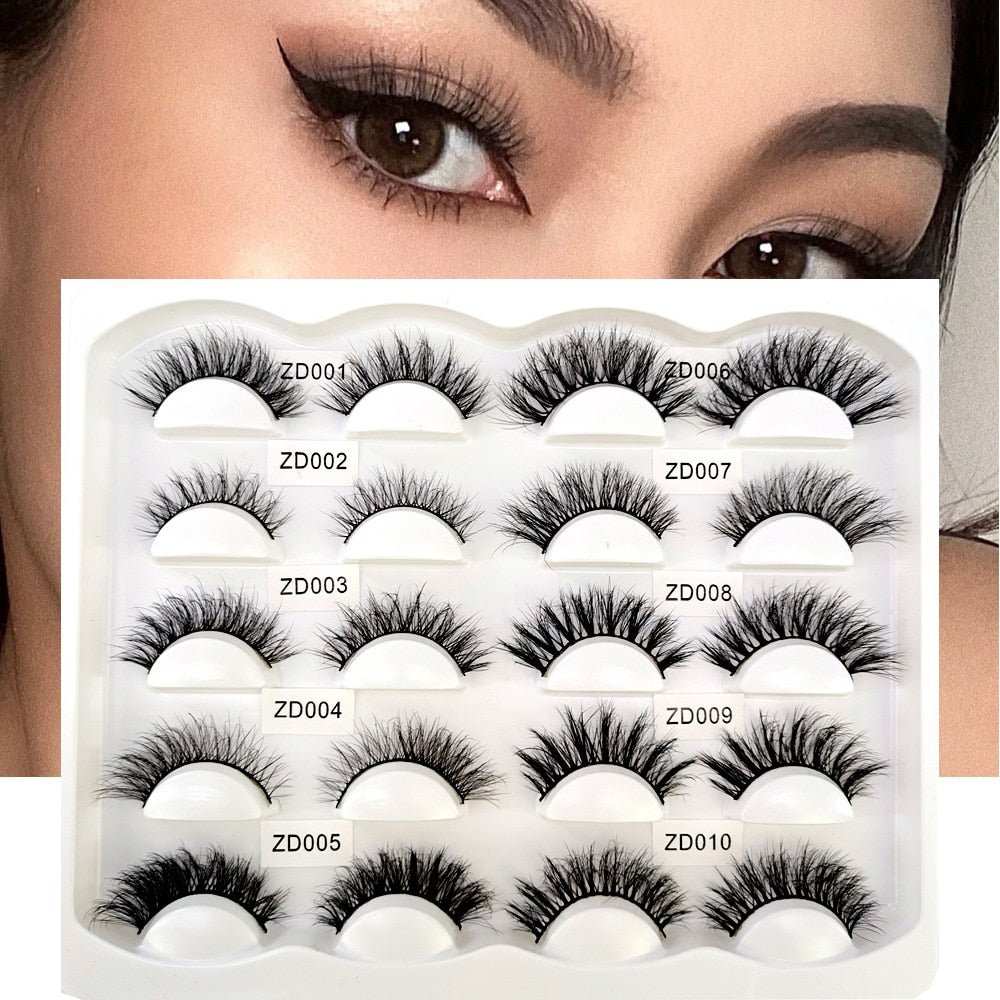 10Pairs Maquiagem Short Natural Mink Lashes Fluffy Wispy Eyelashes Volume 12mm-15mm False Eyelashes