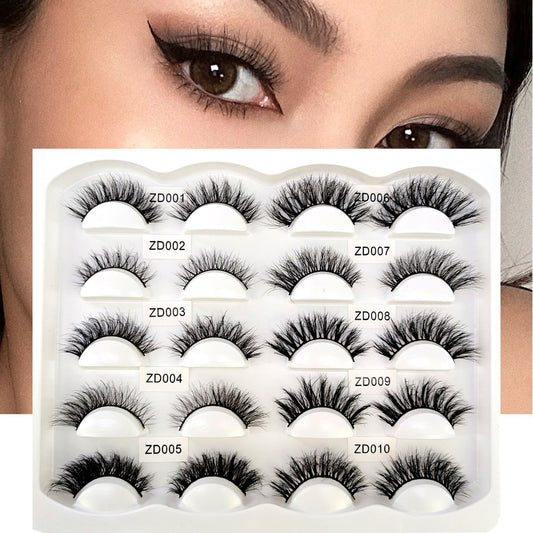 10Pairs Maquiagem Short Natural Mink Lashes Fluffy Wispy Eyelashes Volume 12mm-15mm False Eyelashes