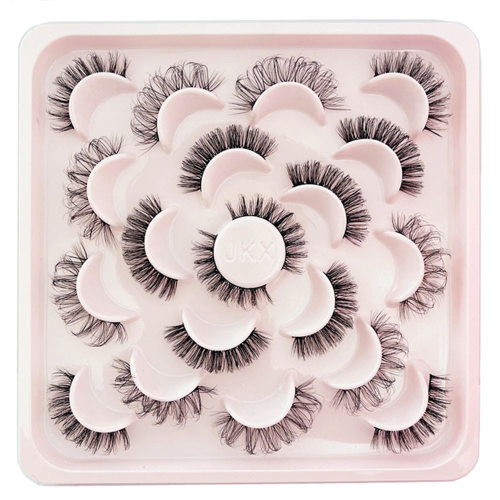 10 Pairs 6D Faux Mink Russian Strip Lashes D Curl Lash Extension 15-25mm Natural Soft Fluffy Eyelashes Reusable