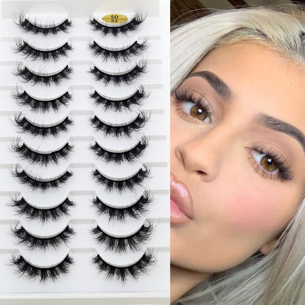 10 Pairs 3D Mink False Eyelashes Natural/Thick Eye Lashes  Fluffy Russian eyelahses Reusable