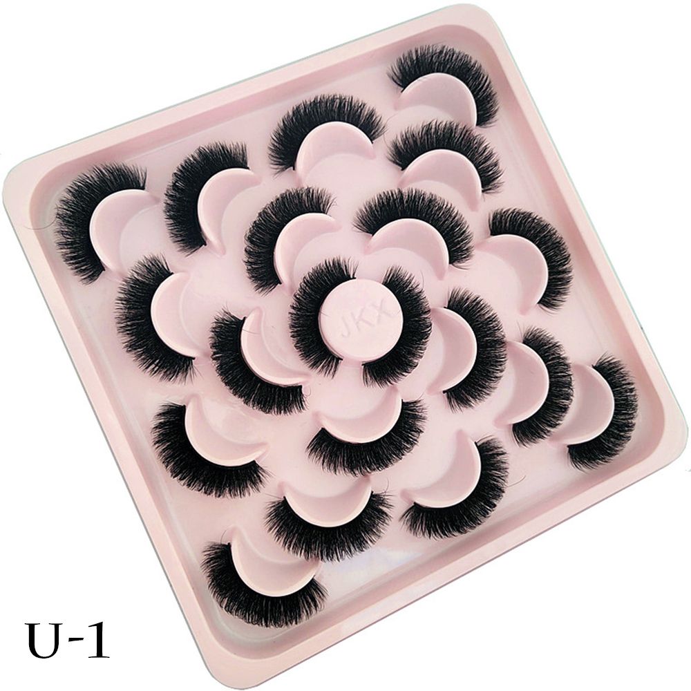10 Pairs 6D Faux Mink Russian Strip Lashes D Curl Lash Extension 15-25mm Natural Soft Fluffy Eyelashes Reusable