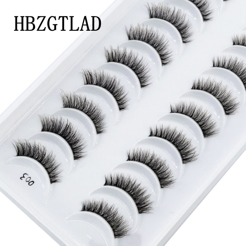 10 Pairs Mink Eyelashes Clear Band Eye Lashes Crisscross Transparent Band False Eyelashes Handmade Dramatic Lashes Upper Lashes