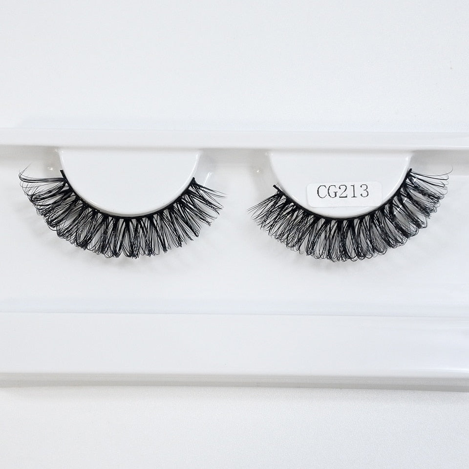 Classic Hybrid Volume Lashes Wispy D Curl Short Russian Strip Lashes False Eyelashes