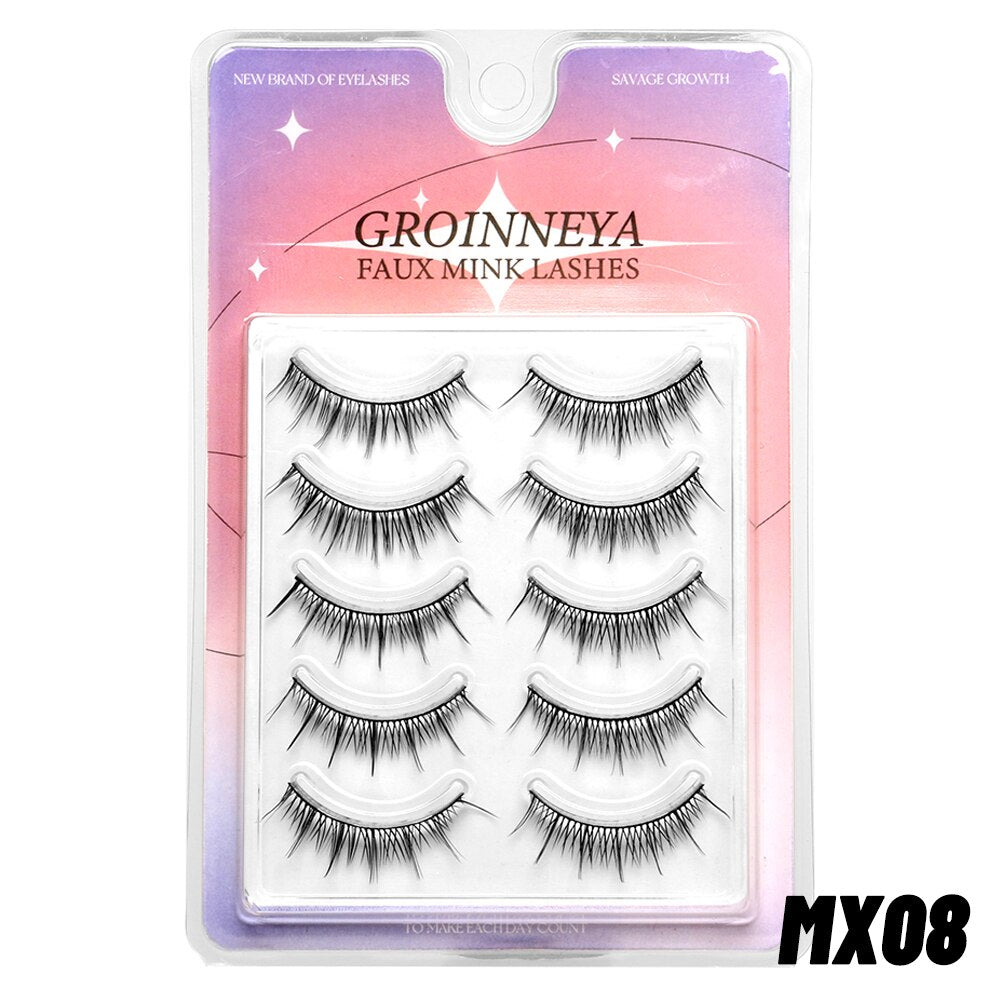 Manga Lashes 5 pairs Natural False Eyelashes Individual Clusters Wispy Mink Eye Lashes cosplay