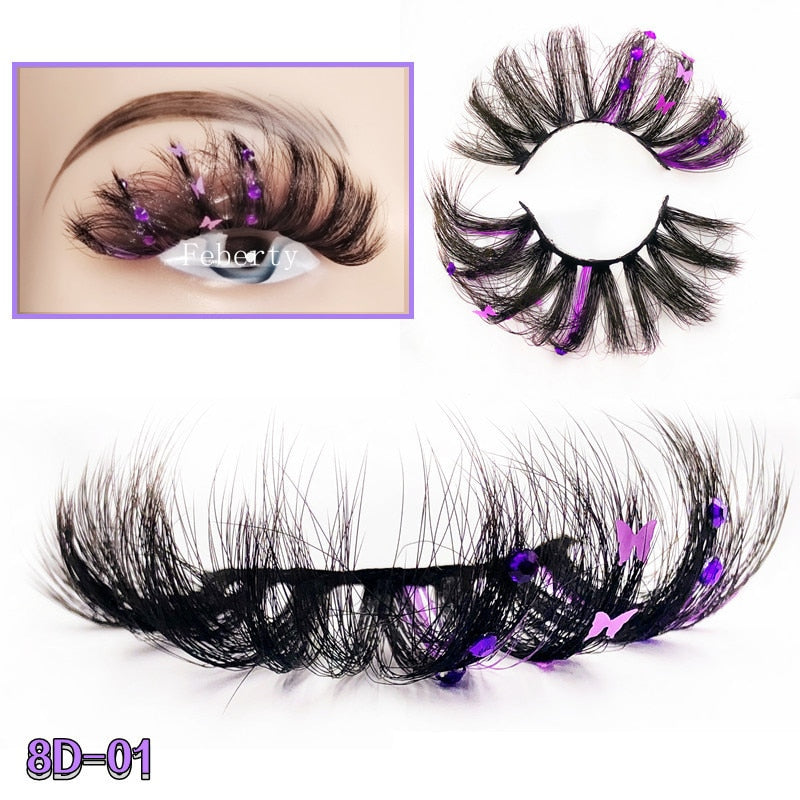 Faux Mink 25mm Lashes With Butterflys or flowers On Them Full Strip False Eyelashes Butterfly Lash For party